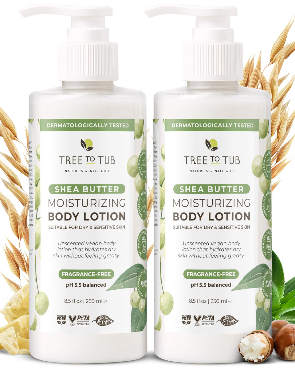 Tree To Tub front packaging showing unscented lotion benefits