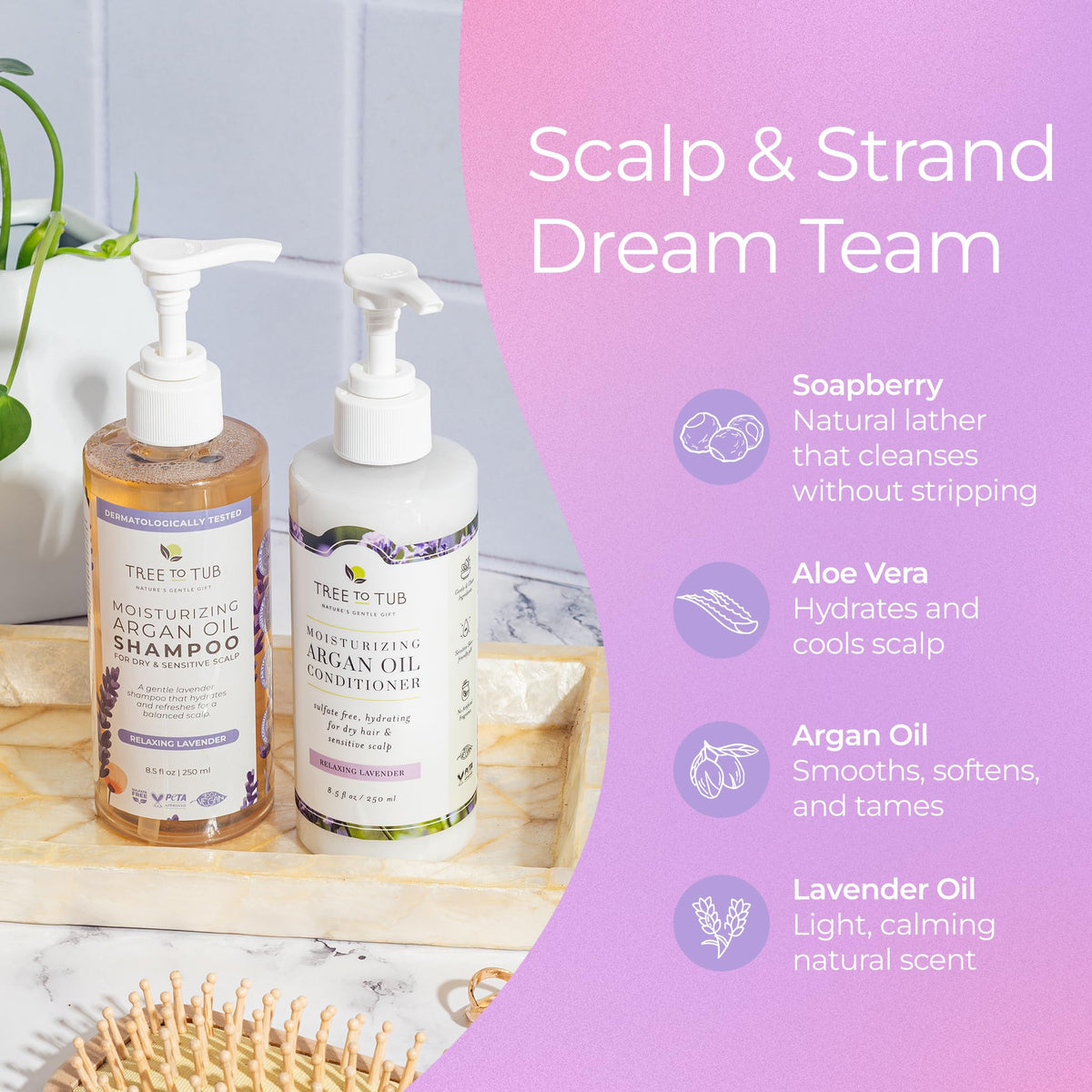 Tree To Tub conditioner being applied mid-lengths to detangle hair