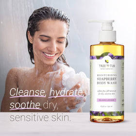 Tree To Tub pump dispensing creamy foam for gentle moisturizing cleanse
