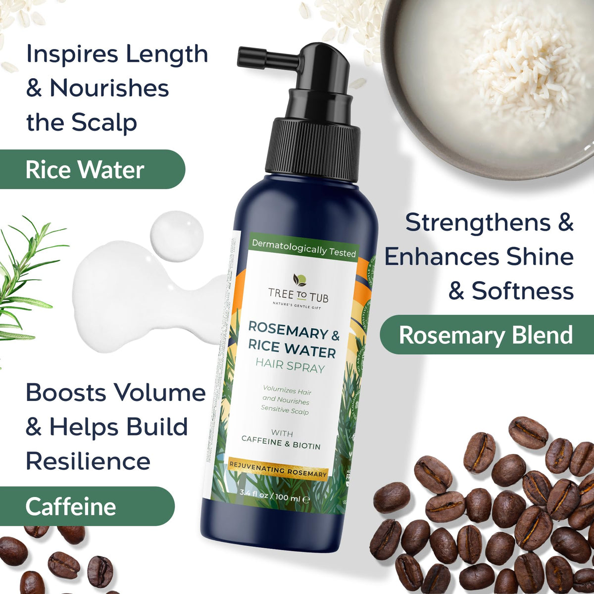 Tree To Tub mist on damp hair for quick refresh and cooling