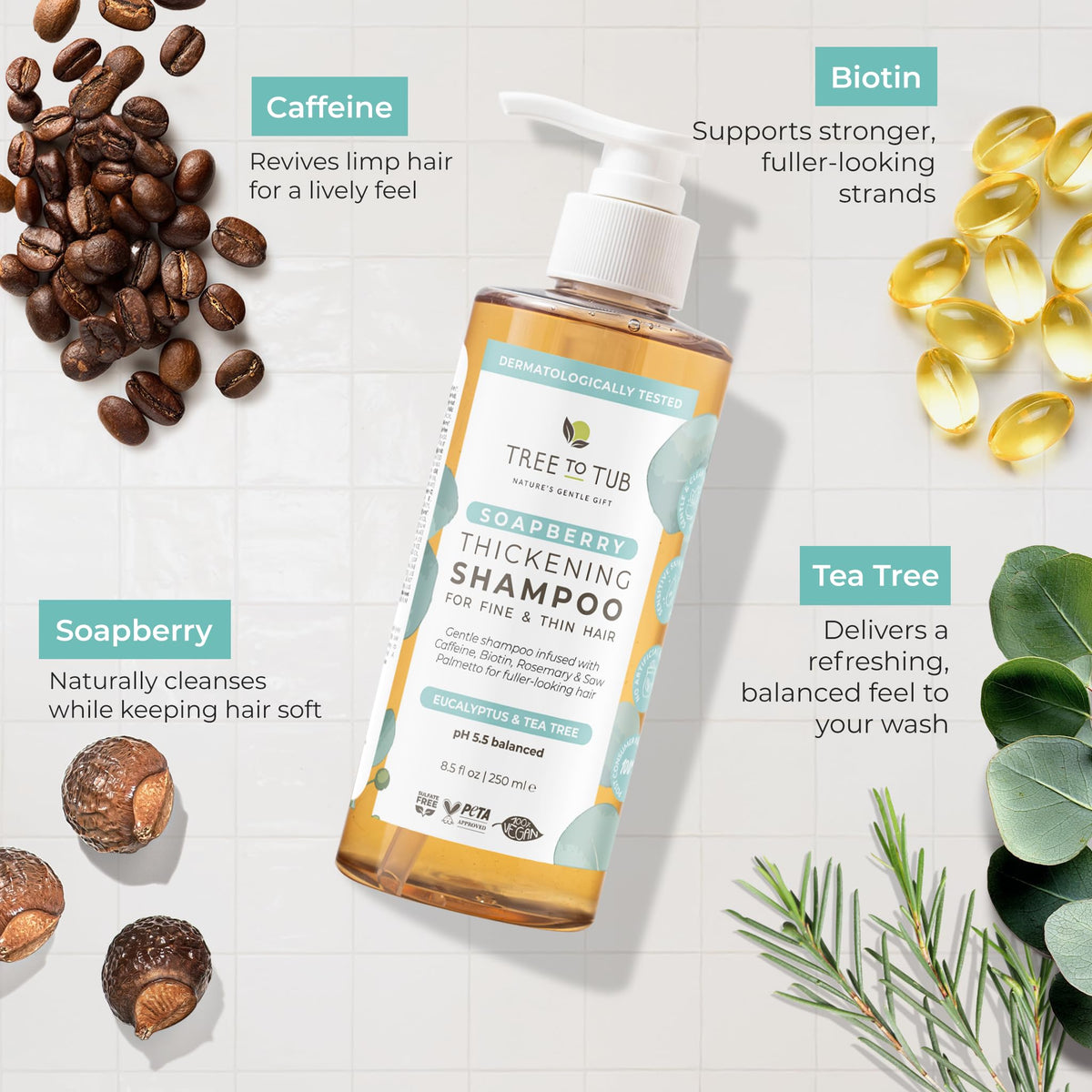 Tree To Tub shampoo being massaged into wet hair for lift