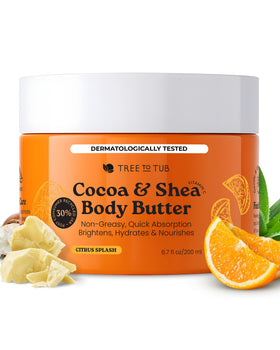 Tree To Tub front jar view showing product branding and citrus-cocoa scent