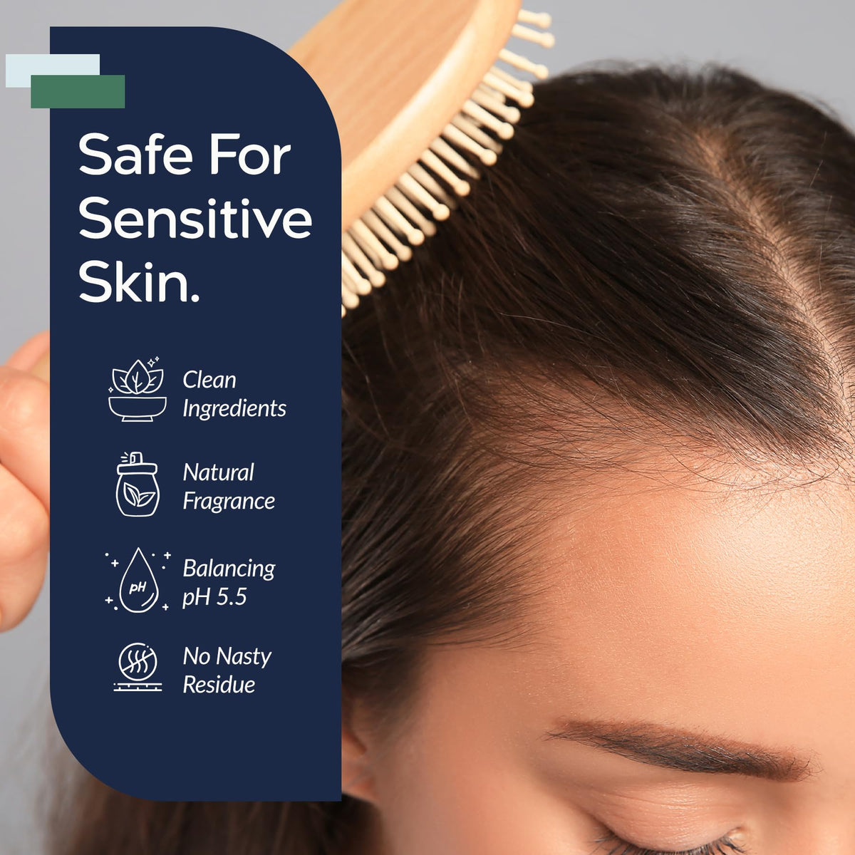 Tree To Tub spray in hand demonstrating easy scalp application