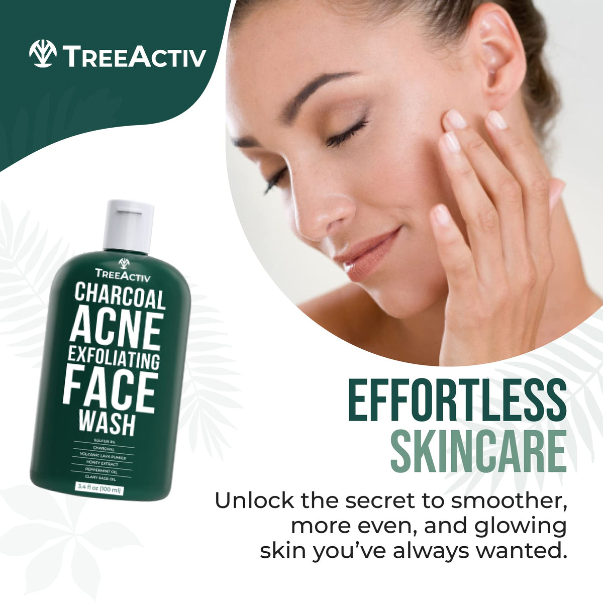 TreeActiv foamy lather close-up showing cleansing texture and gentle exfoliation