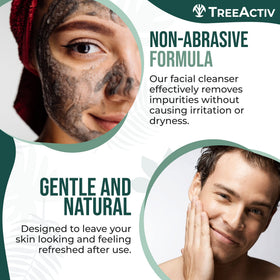 TreeActiv honey and charcoal ingredients displayed, highlighting natural balancing benefits