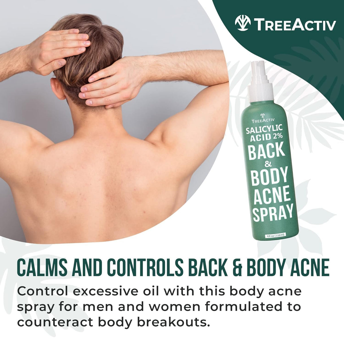 TreeActiv ingredients label closeup showing salicylic acid and botanicals
