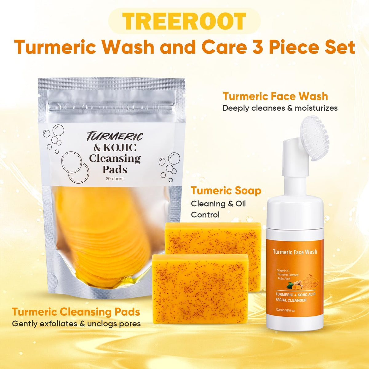 Treeroot close-up of turmeric soap texture highlighting gentle exfoliation