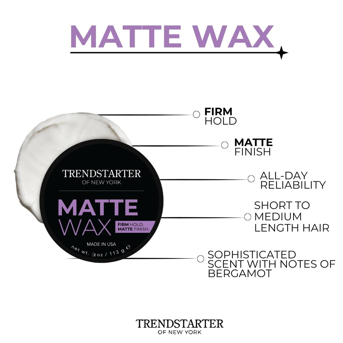 TRENDSTARTER applied on hair before and after showing matte finish and hold