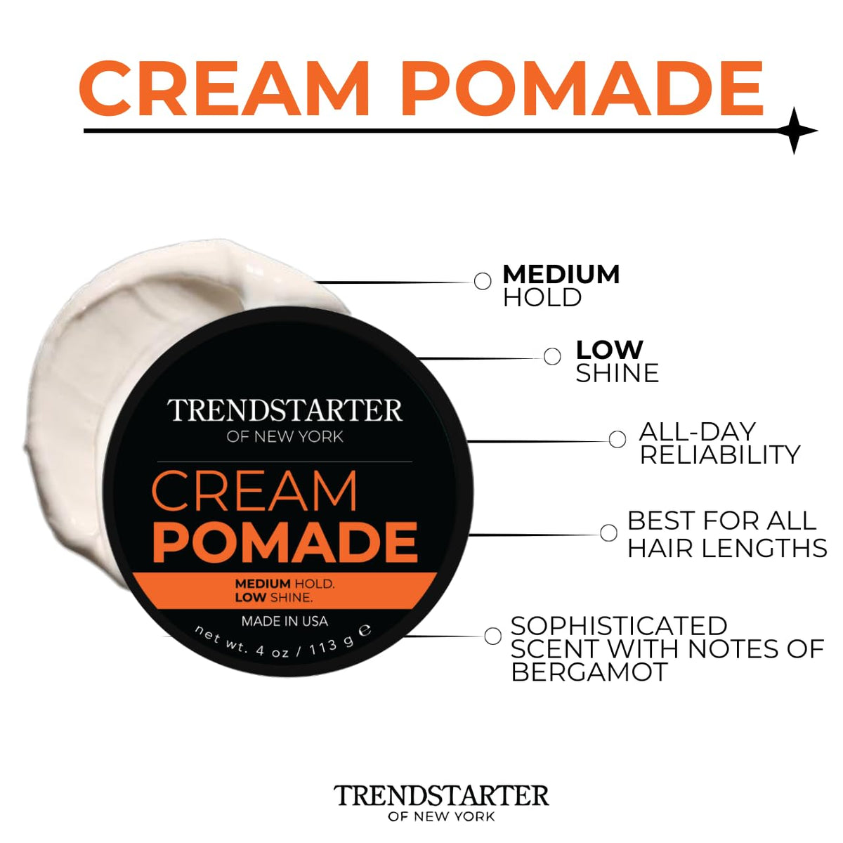 TRENDSTARTER hand applying pomade to demonstrate smooth application and control