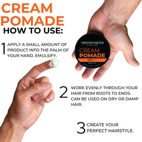 TRENDSTARTER styled men's hair using pomade showcasing low-shine natural finish