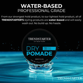 TRENDSTARTER dry pomade styled hair before and after showing firm hold and low shine