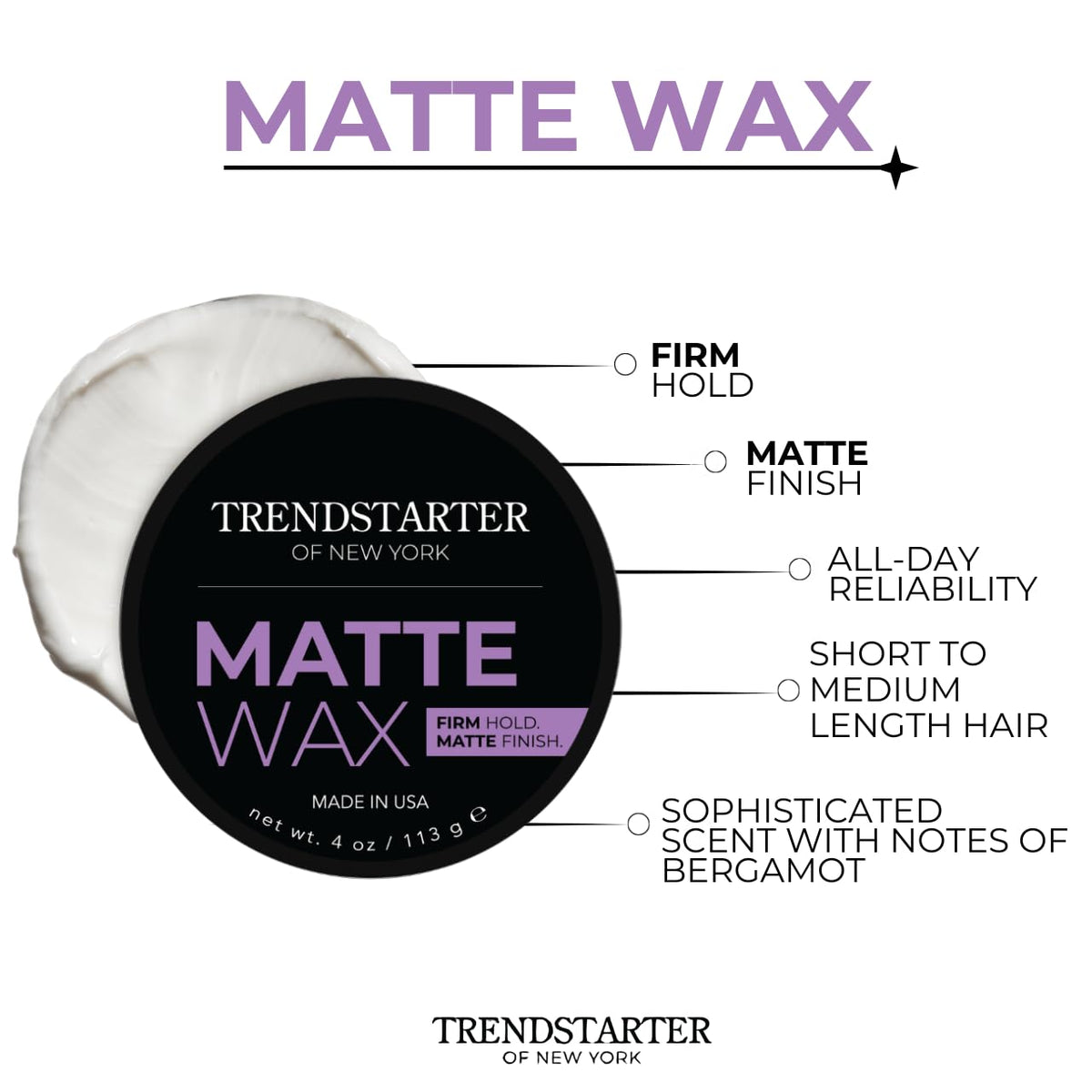 TRENDSTARTER hand applying wax to hair for controlled styling