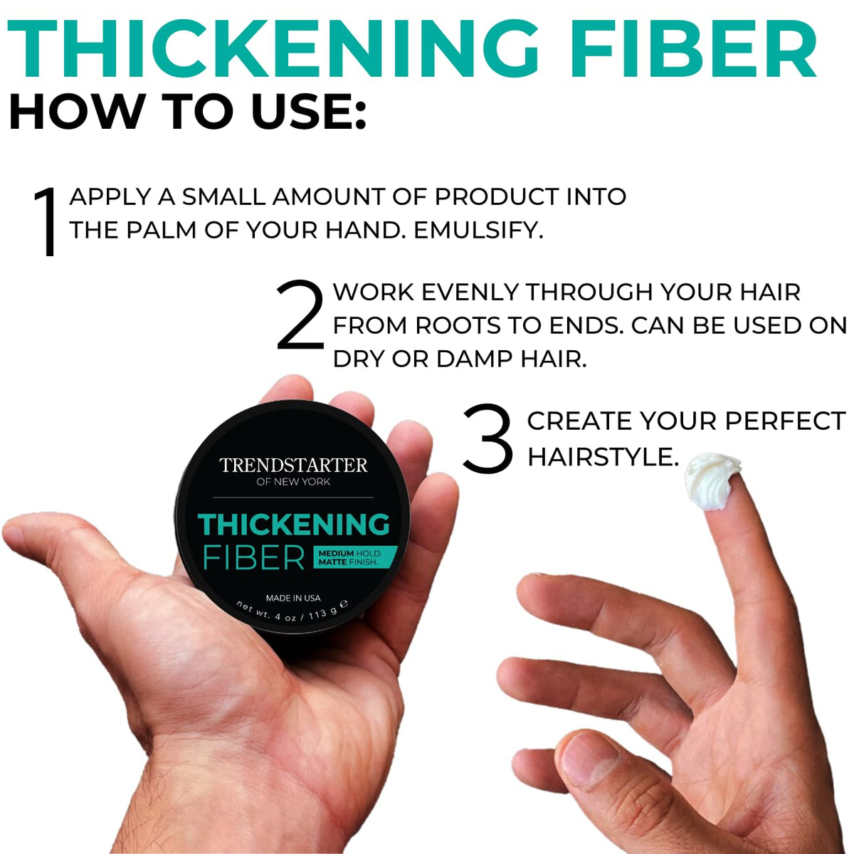 TRENDSTARTER jar in hand showing size and portable grooming benefit