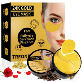 Treondexir front packaging showing 70-piece gold eye masks for convenient treatments