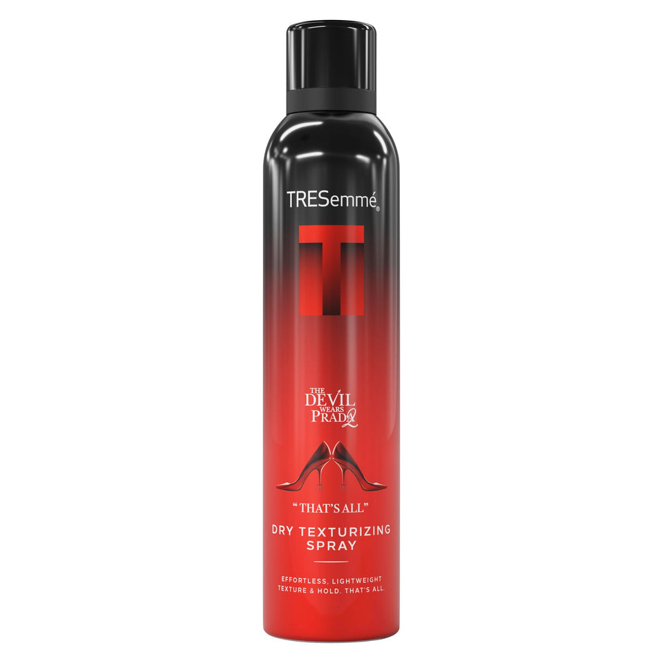TRESemmé front packaging showing spray can and size for shelf-ready appeal
