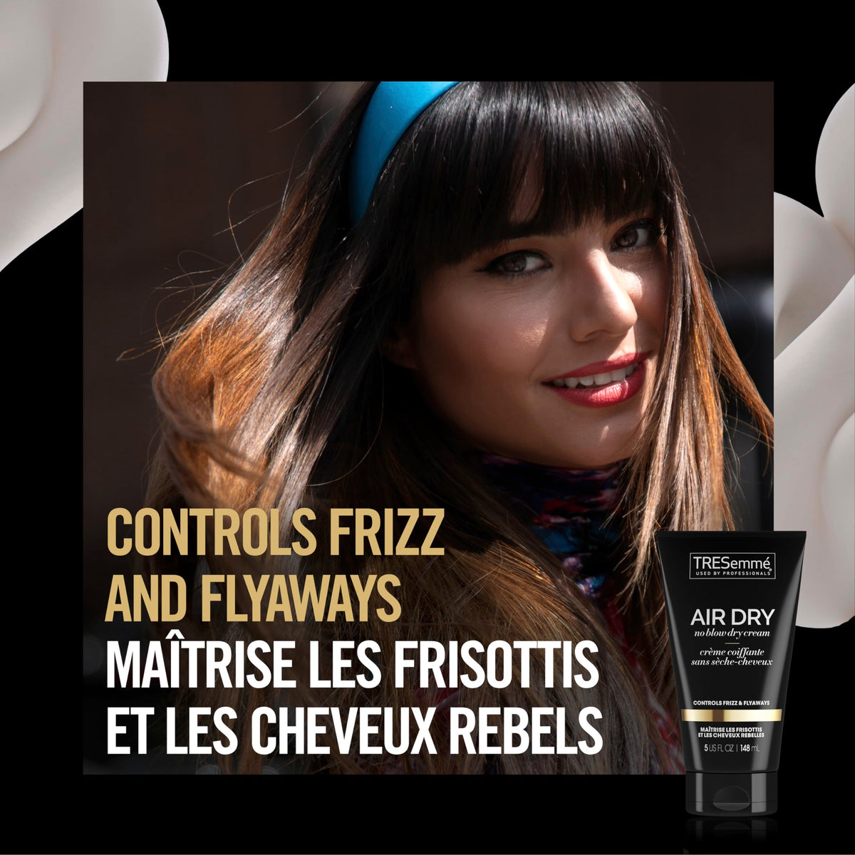 TRESemmé finished air-dried hair showing smooth natural movement