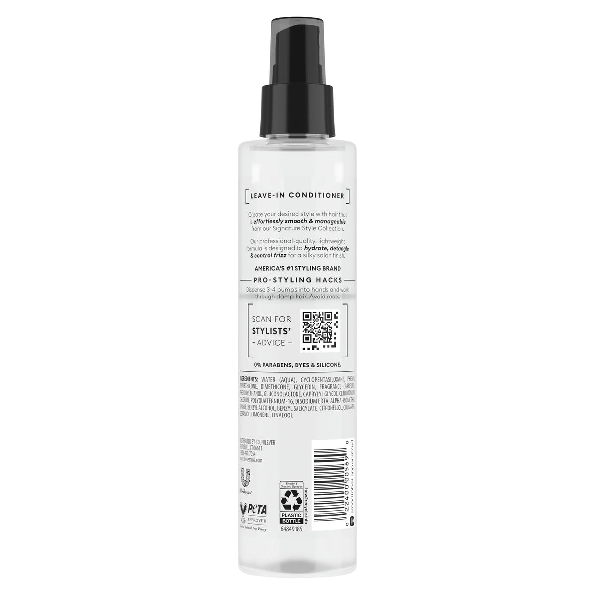 TRESemmé applied to damp hair demonstrating easier detangling benefit