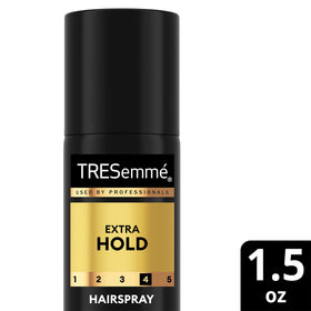 TRESemmé display on bathroom vanity showing everyday styling accessibility