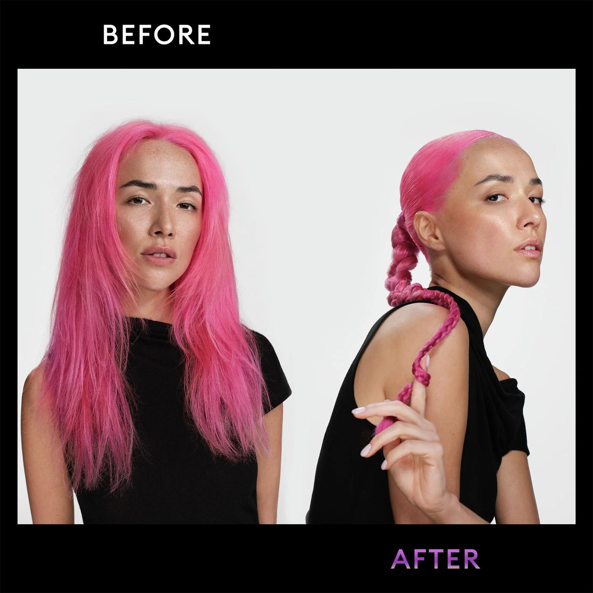 TRESemmé before and after image highlighting frizz control