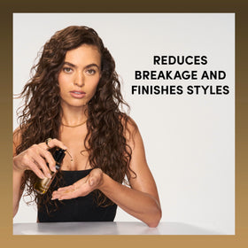 TRESemmé applied to damp hair mid-lengths demonstrating detangling and heat-prep benefit