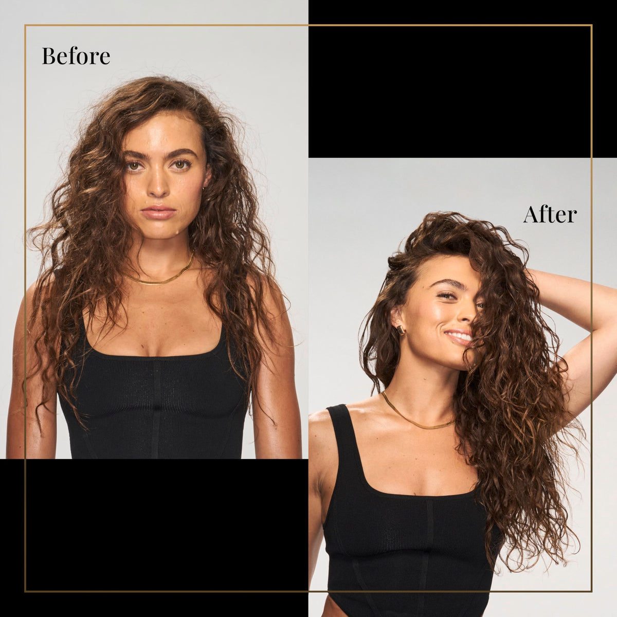 TRESemmé texture drop on hand showing lightweight oil consistency for shine without greasiness