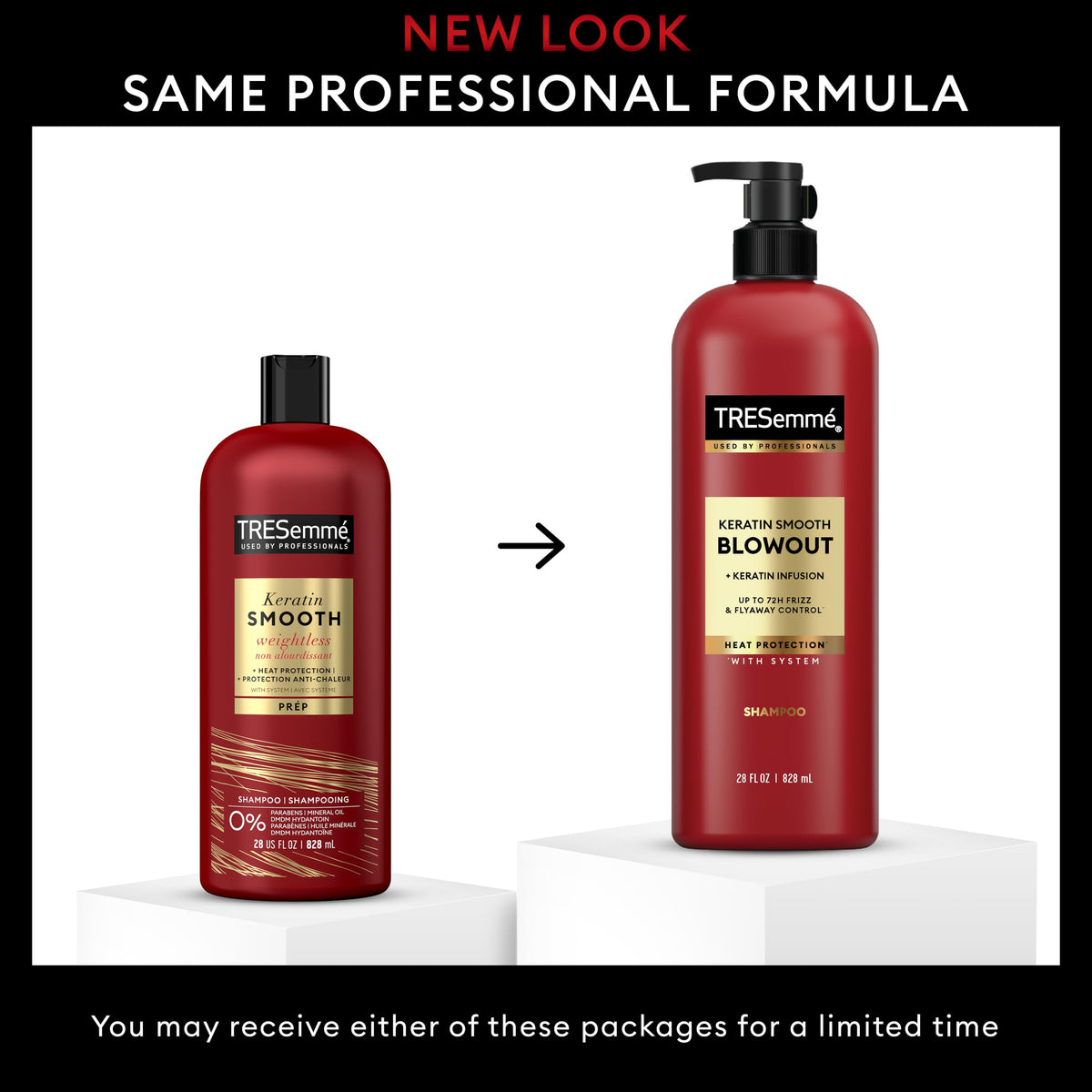 TRESemmé bottle cap dispensing shampoo demonstrating easy, controlled application