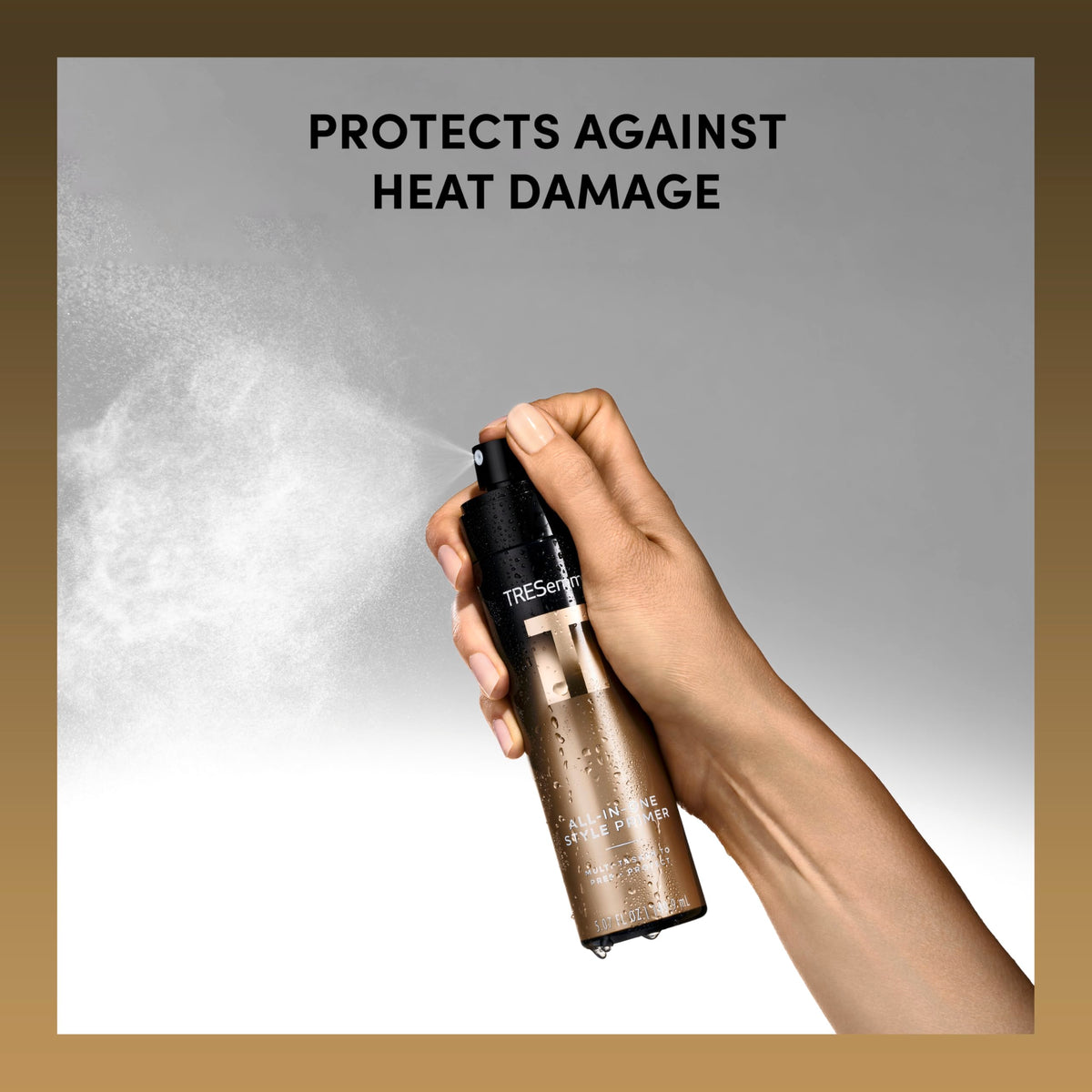 TRESemmé bottle in hand showing size and easy handling benefit