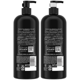 TRESemmé label close-up highlighting keratin and anti-fade benefit