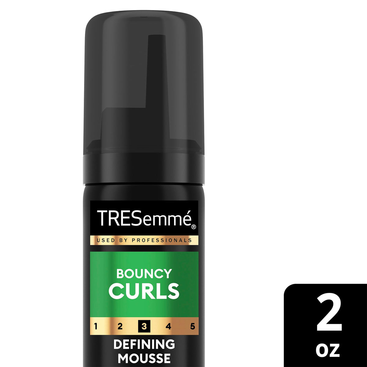 TRESemmé lifestyle bathroom shelf with cans showing routine-ready curl care