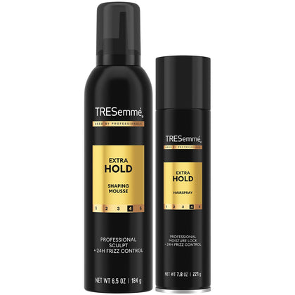 TRESemmé bundle front packaging showing both cans and product benefits