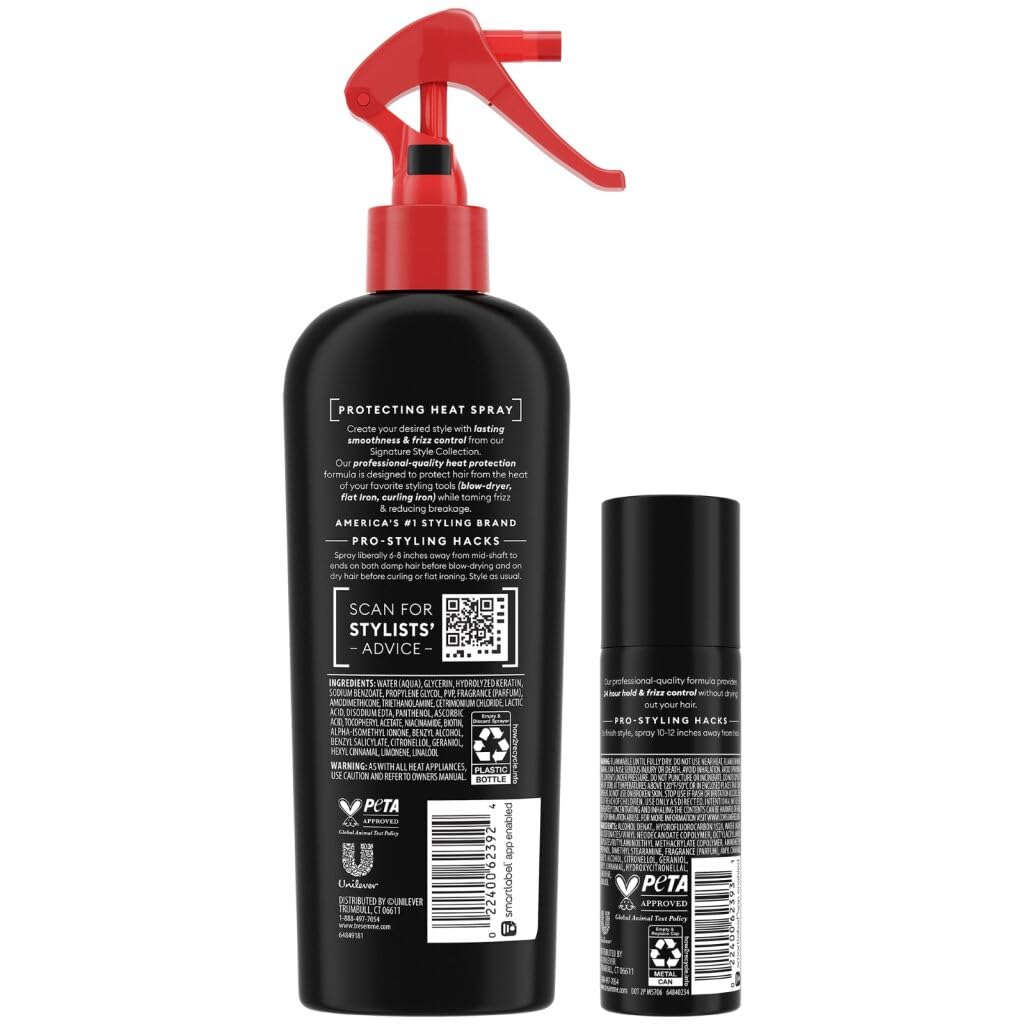 TRESemmé close-up nozzle showing even spray and keratin delivery