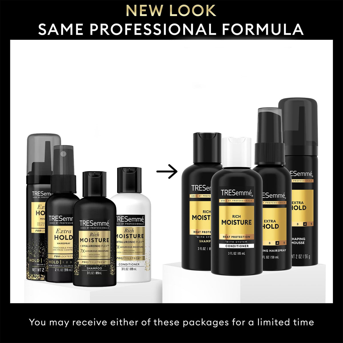 TRESemmé conditioner pour showing creamy texture that smooths and strengthens
