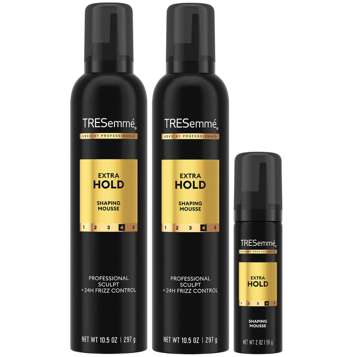 TRESemmé front packaging showing full-size mousse benefits