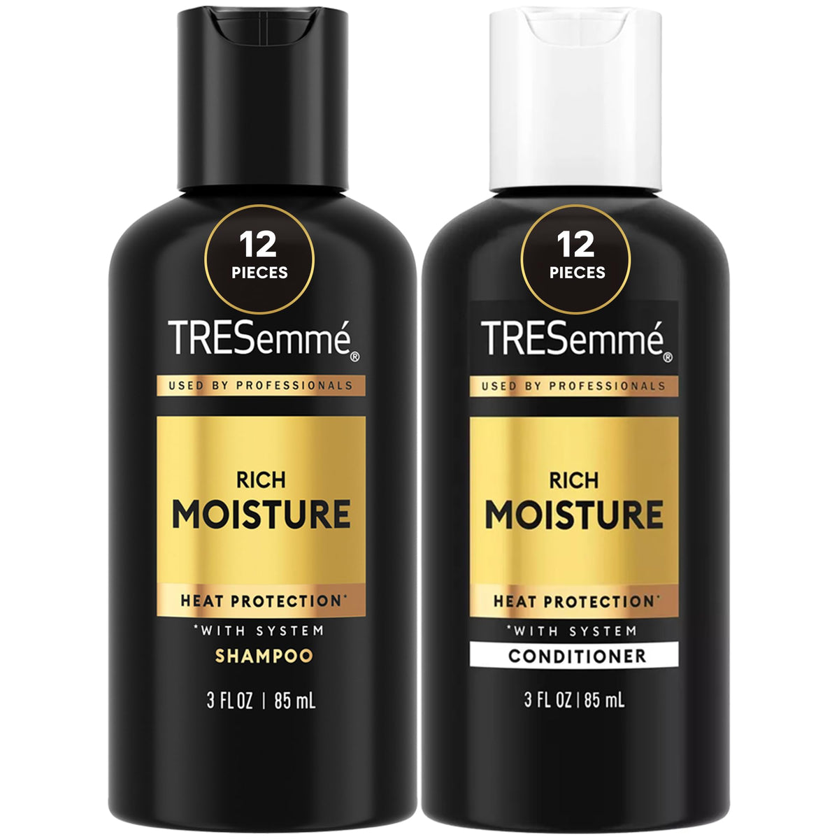 TRESemmé front pair packaging showing travel-size shampoo and conditioner for convenience