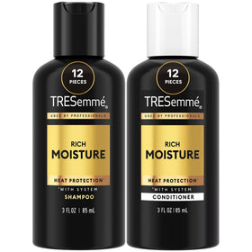 TRESemmé front pair packaging showing travel-size shampoo and conditioner for convenience