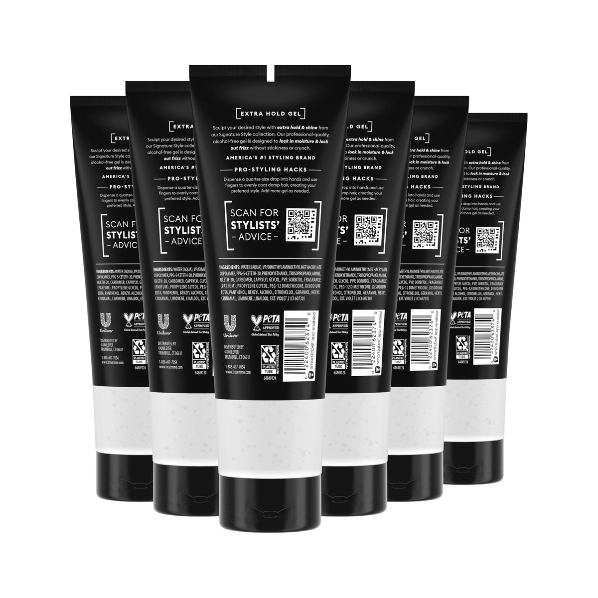 TRESemmé gel texture close-up highlighting smooth, non-crunch finish