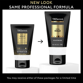 TRESemmé gel in hand demonstrating travel-friendly size and convenient portability