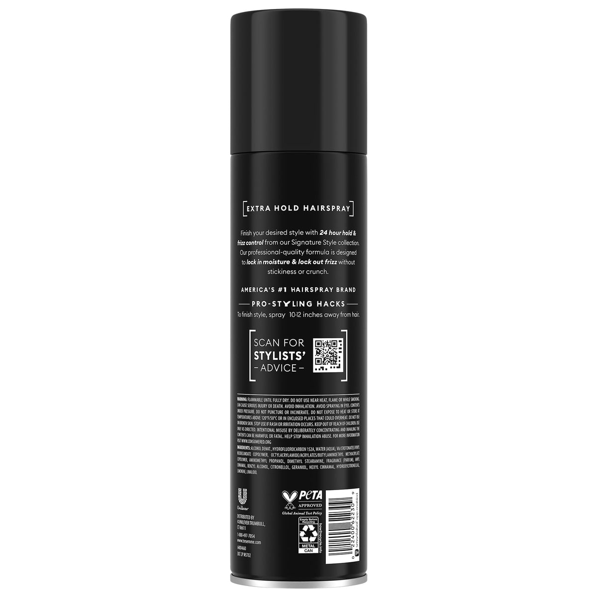 TRESemmé side label close-up highlighting ingredients and benefits
