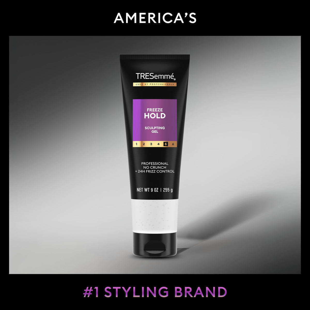 TRESemmé gel being applied to damp hair for even hold
