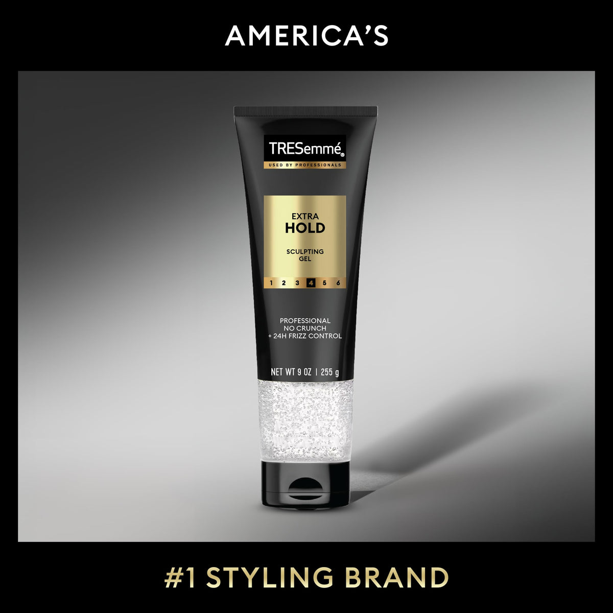TRESemmé gel applied in hands showing even spread for styling benefit