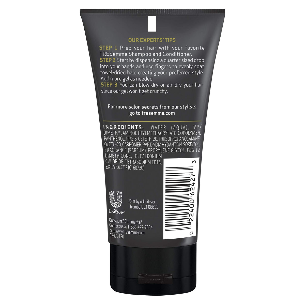 TRESemmé tube held in hand demonstrating compact travel-friendly size