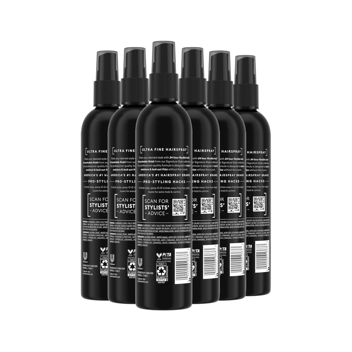 TRESemmé label close-up highlighting non-aero formula and cruelty-free benefit