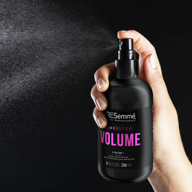 TRESemmé label close-up highlighting ingredients and PETA-approved benefit