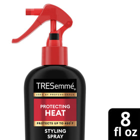 TRESemmé products on bathroom counter for everyday styling routine