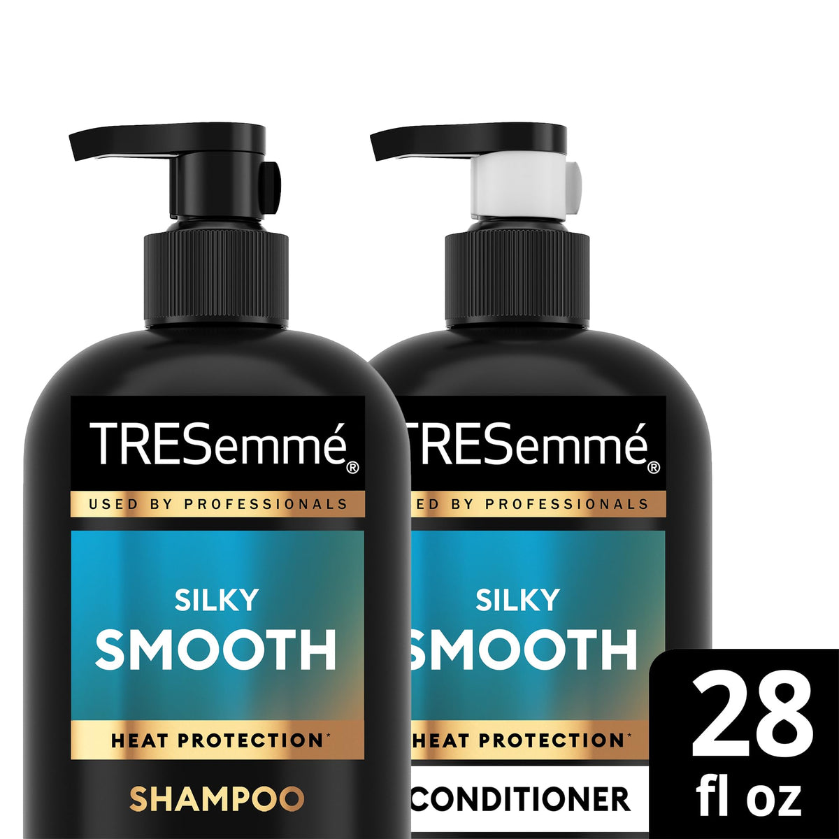 TRESemmé on a bathroom shelf in staged lifestyle photo, conveys daily luxury