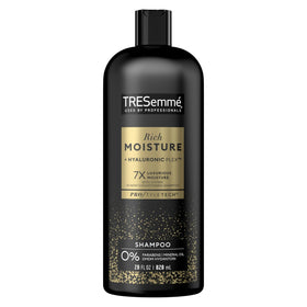 TRESemmé front packaging showing three 28 oz bottles and daily hydration benefit