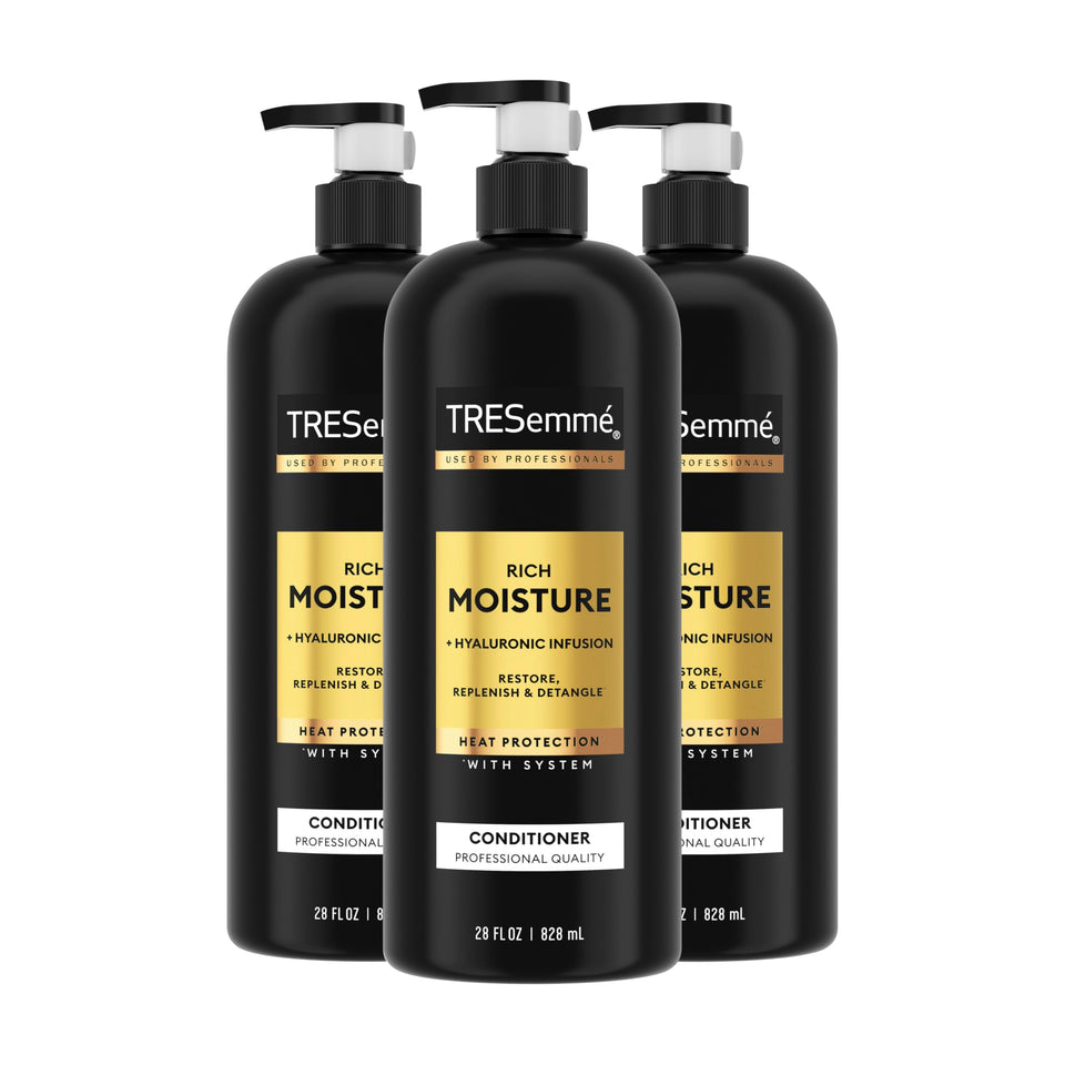 TRESemmé front packaging showing trio bottles and hydration benefits