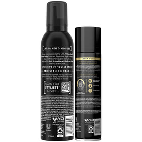 TRESemmé mousse can close-up revealing label and easy-dispense benefit