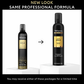 TRESemmé dispensing mousse from can highlighting easy application benefit