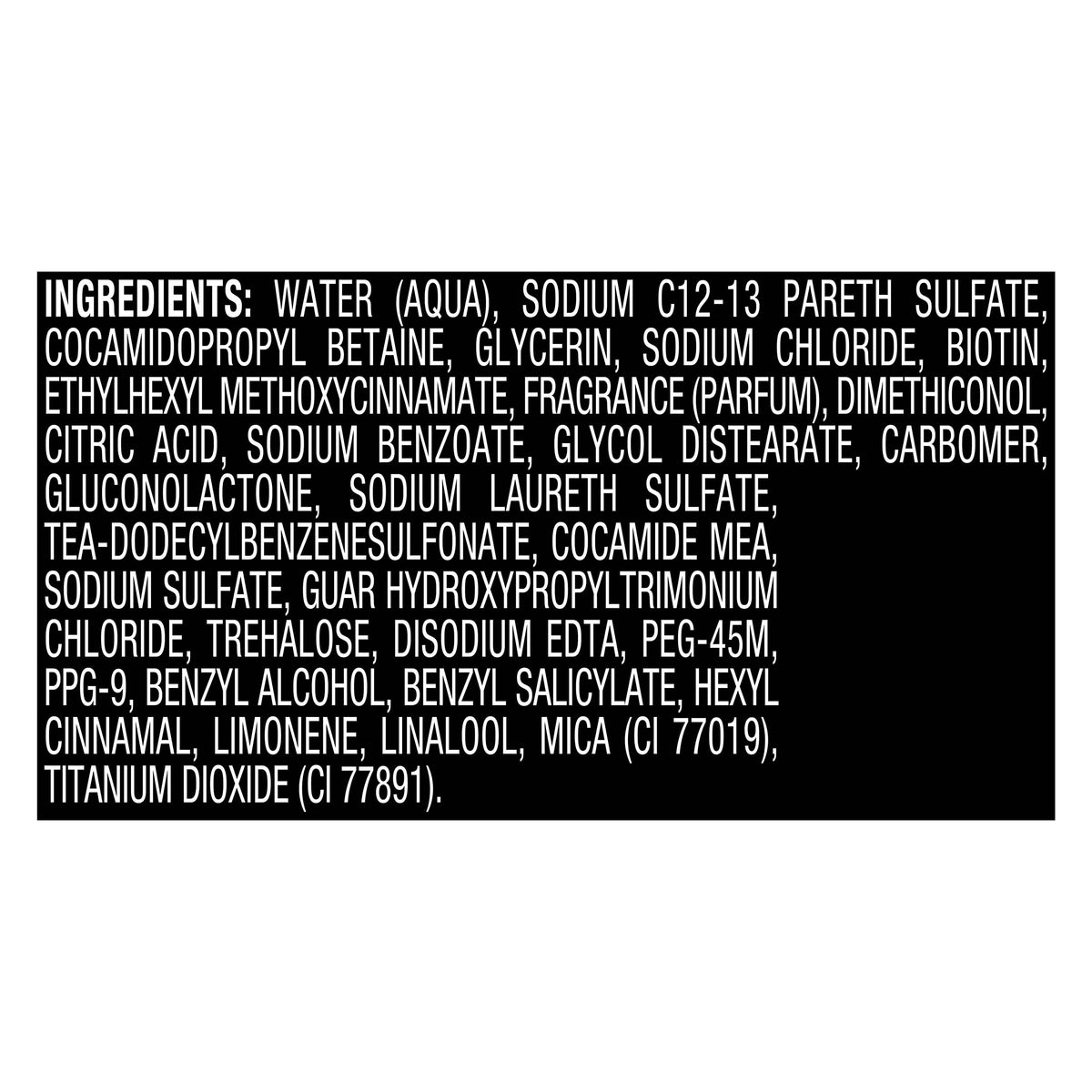 TRESemmé back packaging showing usage directions and ingredient focus